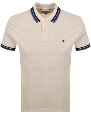 Tommy Hilfiger Contrast Collar Polo T Shirt Ivory - Natural