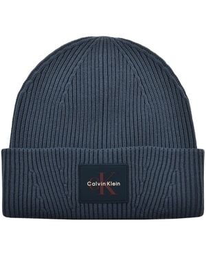 Calvin Klein Patch Rib Beanie - Blue