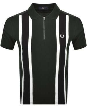 Fred Perry Tramline Zip Polo T Shirt - Black