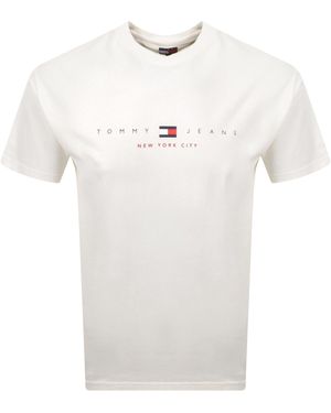 Tommy Hilfiger Flag Linear T Shirt - White