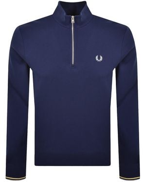 Fred Perry Half Zip Sweatshirt French - Blue