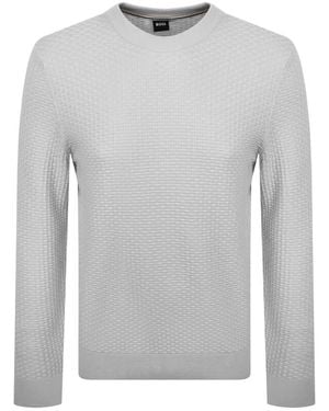 BOSS BUSINESS Boss Imberto Knit Jumper Open - Grey