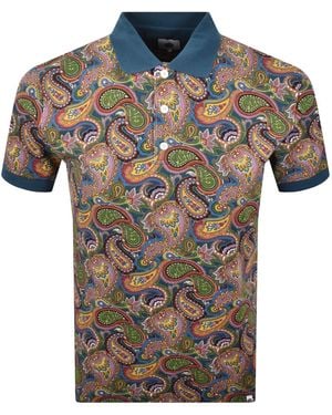 Pretty Green House Paisley Polo T Shirt - Blue