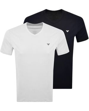 Armani Emporio 2 Pack V Neck T Shirts - Blue