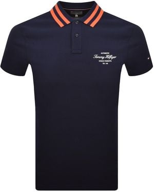 Tommy Hilfiger Logo Polo T Shirt - Blue