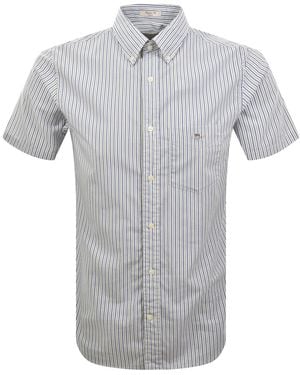 GANT Poplin Stripe Short Sleeved Shirt - Gray