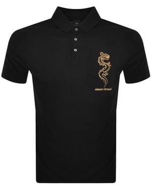 ARMANI EXCHANGE Dragon Logo Polo T Shirt - Black