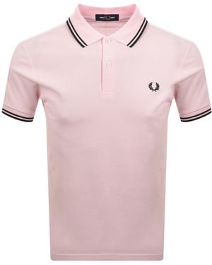 Fred Perry Twin Tipped Polo T Shirt Iced - Pink