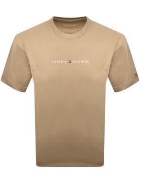 Tommy Hilfiger Logo T Shirt - Natural