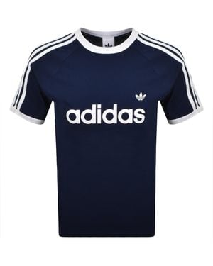 adidas Originals 3 Stripes Ringer T Shirt - Blue