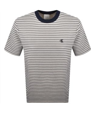 Calvin Klein Striped Ottomen T Shirt Off - Grey