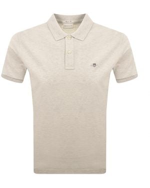 GANT Regular Fit Shield Pique Polo T Shirt - Natural
