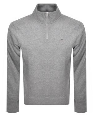 GANT Shield Logo Half Zip Sweatshirt - Grey