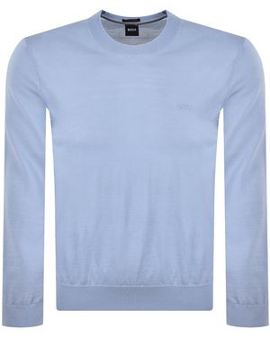 BOSS BUSINESS Boss Leno Merino Wool Knit Jumper - Blue