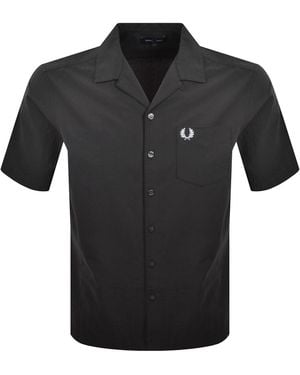 Fred Perry Seersucker Revere Collar Shirt - Black