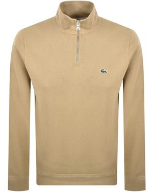 Lacoste Quarter Zip Knit Sweatshirt - Natural