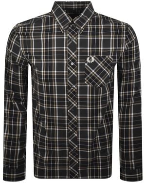 Fred Perry Long Sleeve Tartan Shirt - Black