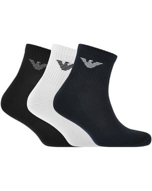 Armani Emporio 3 Pack Ankle Socks - Black