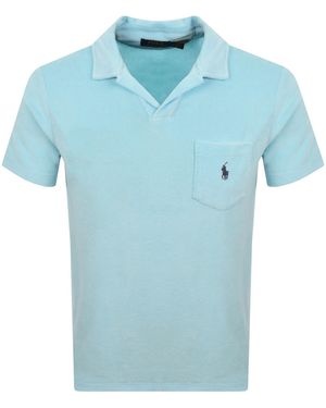 Ralph Lauren Towelling Polo T Shirt Aqua - Blue