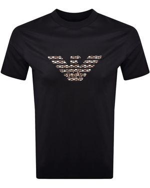 Armani Emporio Embroidered Logo T Shirt - Black