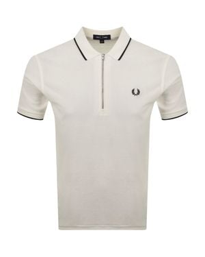 Fred Perry Zip Neck Crepe Polo - Grey