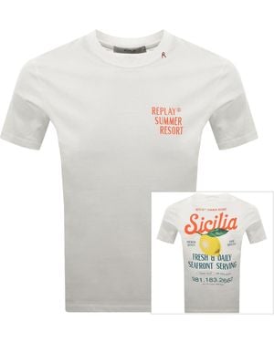 Replay Graphic T Shirt - White