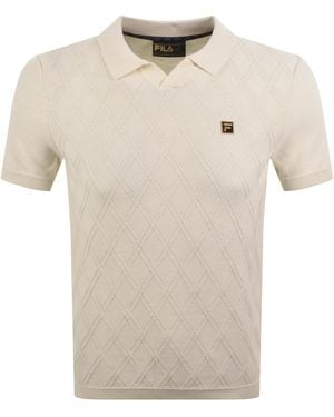 Fila Fila Denny Diamond Knit Polo T Shirt - Natural