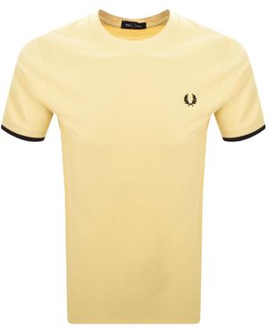 Fred Perry Tipped Cuff Pique T Shirt - Yellow