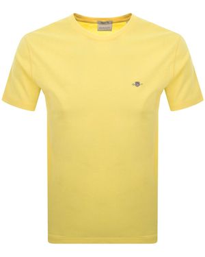 GANT Regular Fit Shield T Shirt Banana - Yellow
