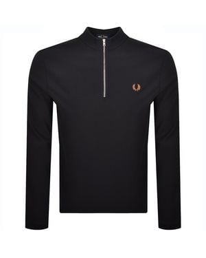 Fred Perry Half Zip Long Sleeve Top - Black