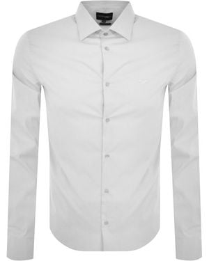 Armani Emporio Logo Long Sleeve Shirt - White