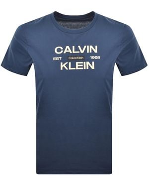 Calvin Klein Jeans Large Logo T Shirt - Blue