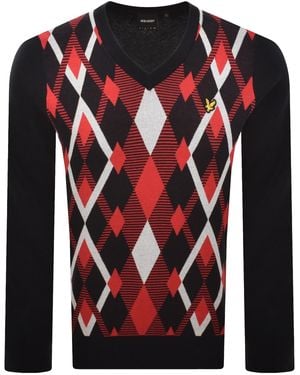 Lyle & Scott Argyle Knitted Sweater - Red