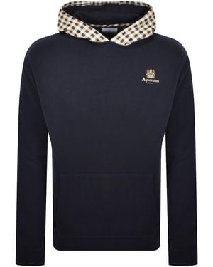 Aquascutum Active Check Hoodie Fleece - Blue
