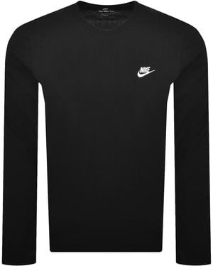 Nike Long Sleeve Crew Neck Club T Shirt - Black