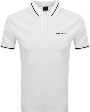 Hackett Sport Tipped Polo T Shirt - White