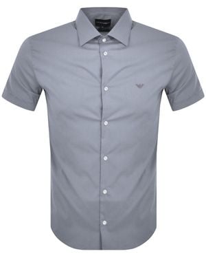 Armani Emporio Short Sleeved Slim Fit Shirt - Blue