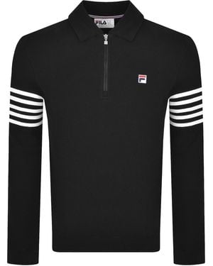 Fila Fila Quarter Zip Long Sleeve Polo Shirt - Black