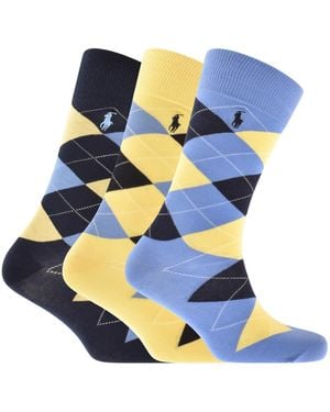 Ralph Lauren 3 Pack Crew Socks - Blue