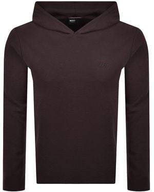 BOSS BUSINESS Boss Waffle Hooded T Shirt Dark - Brown