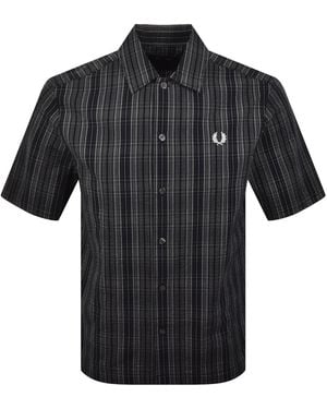 Fred Perry Seersucker Check Shirt - Black