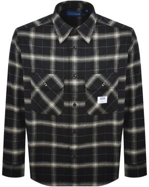 HUGO Ebolt Check Overshirt - Black