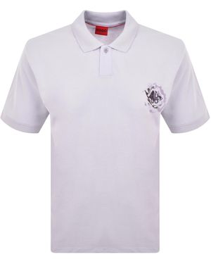 HUGO Graphic Print Polo Shirt - Purple