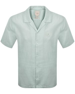 Calvin Klein Short Sleeve Linen Shirt - Blue