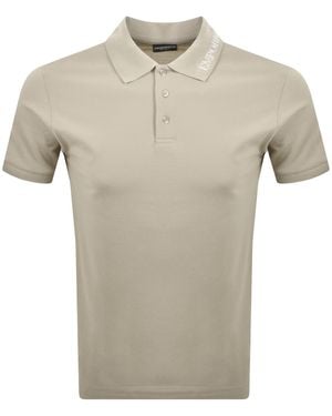 Armani Emporio Logo Collar Polo T Shirt - Natural