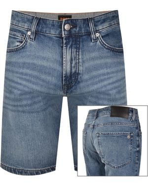 BOSS Boss Re Maine Denim Shorts - Blue