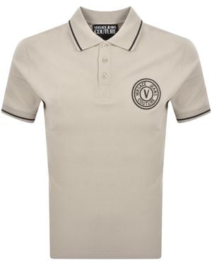 Versace Jeans Couture Couture V Emblem Polo T Shirt - Natural