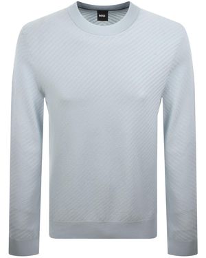 BOSS BUSINESS Boss Diagonal Knit Jumper Light - Blue