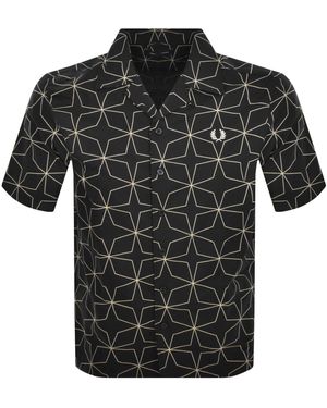 Fred Perry Geometric Print Shirt - Black