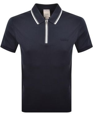 Calvin Klein Supima Tipped Zip Polo - Blue